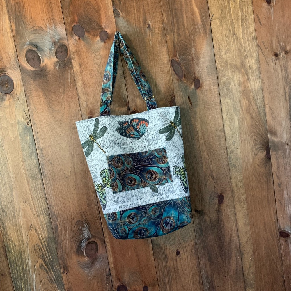 Handmade butterfly/dragonfly themed tote with Lia Sophia bracelet!